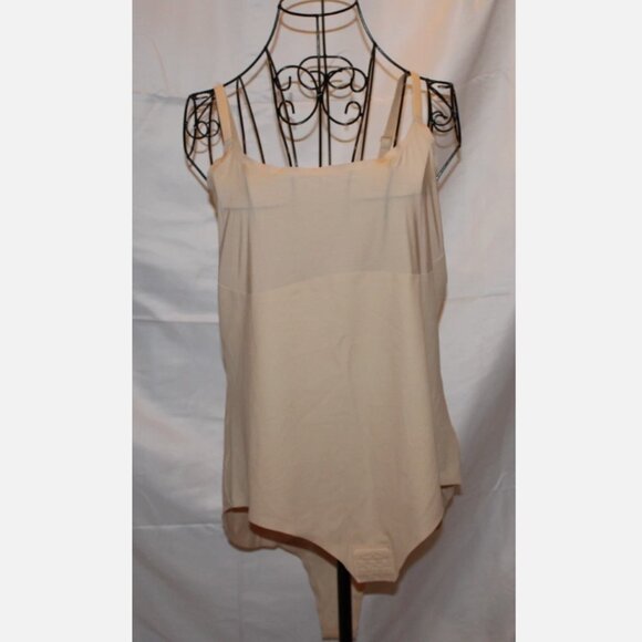 Nude Body Briefer Beige Bodysuit 3XL Adjustable Straps & Hook Eye Crotch Closure - Picture 1 of 8